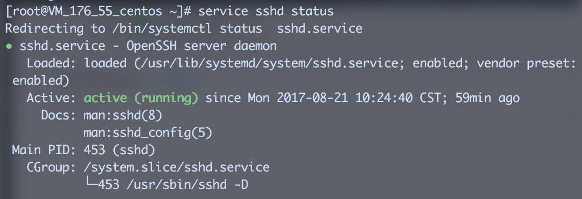 service sshd status